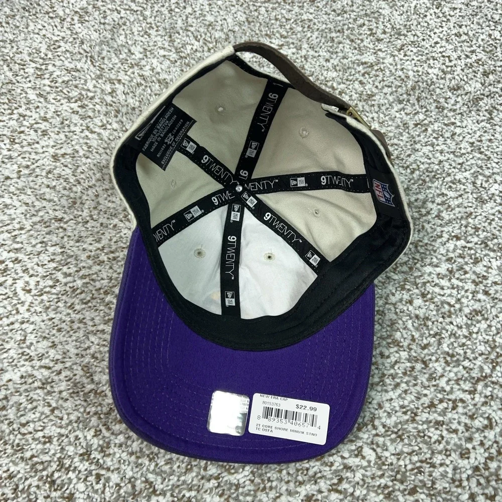 Minnesota Vikings Mens Hat Strap Back Beige Purple Cap Football New Era NFL Logo